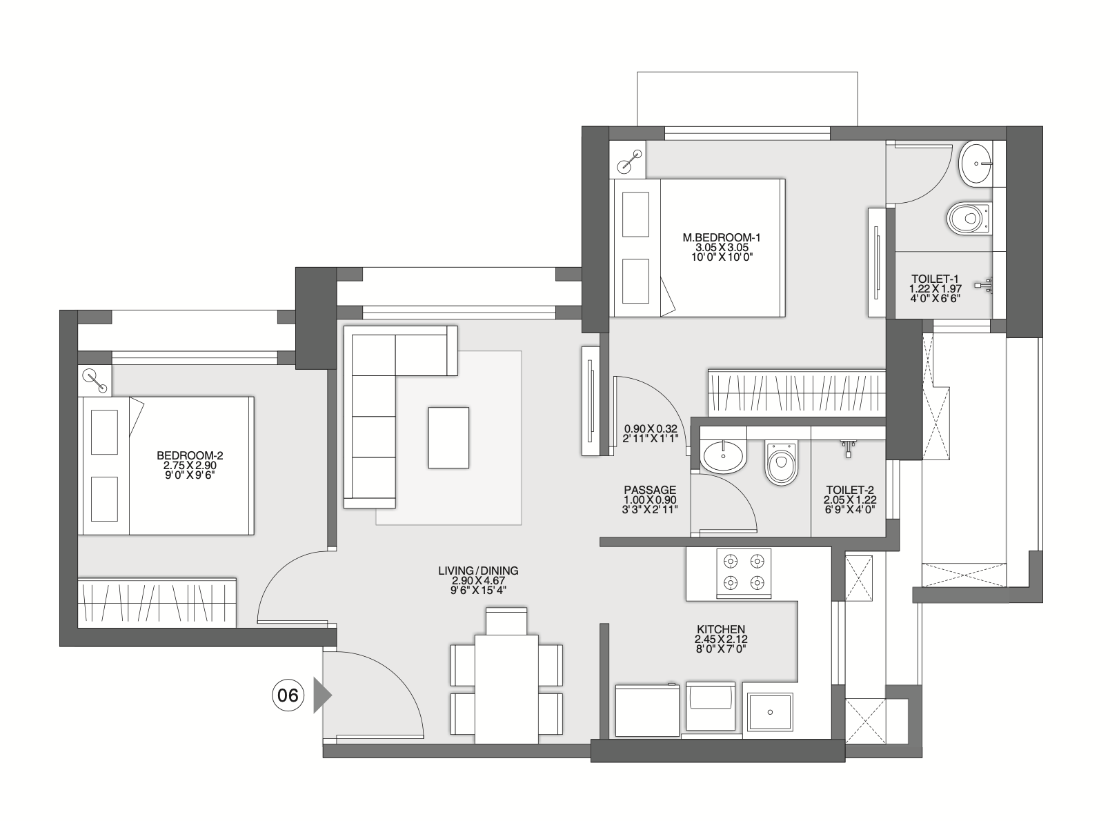 2BHK OMEGA