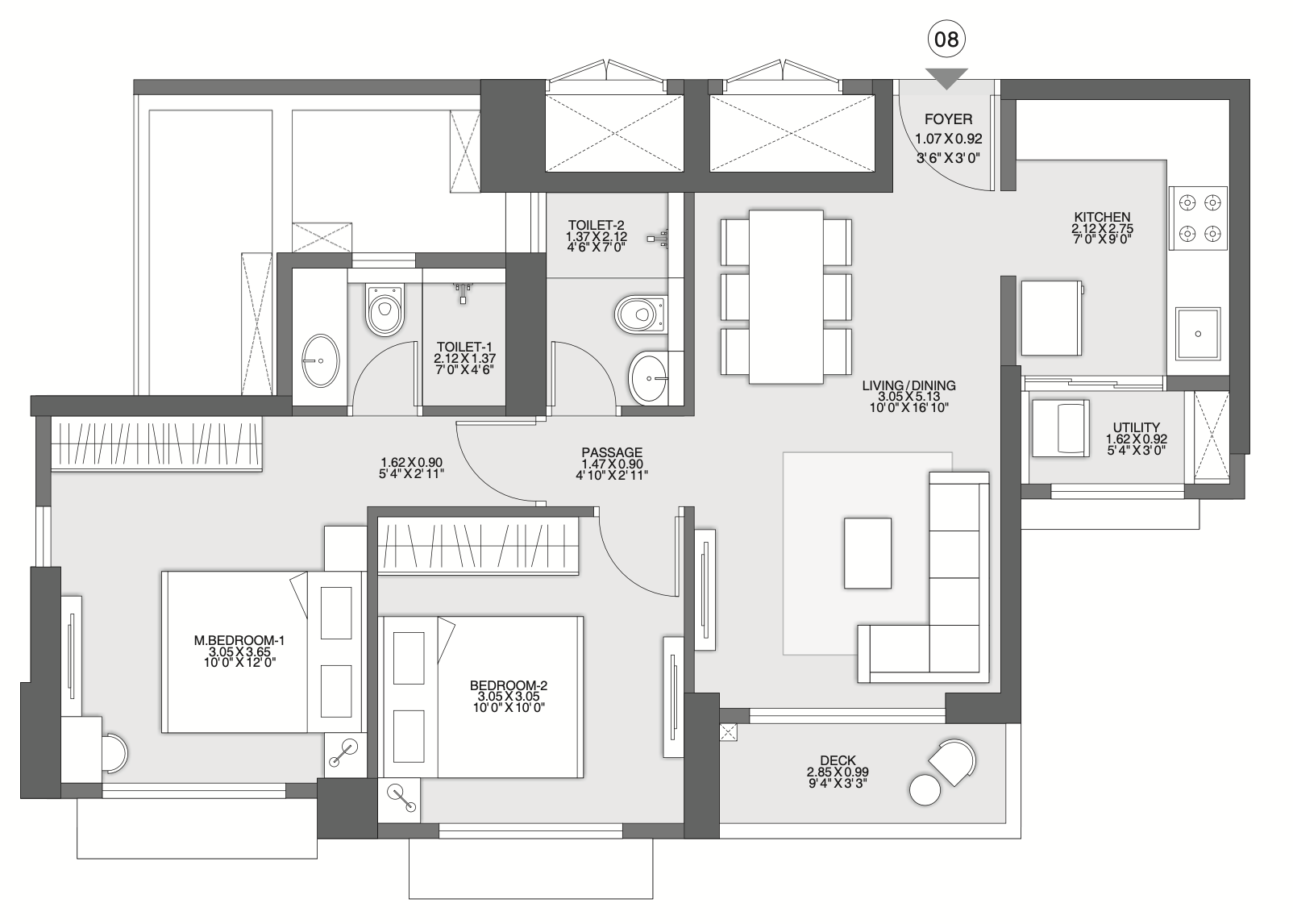 2BHK EXOTIC With Deck